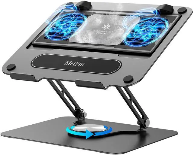 Main image of Laptop Cooling Pad with Detachable Fan & Cooler, Adjustable Height & Angle, 360 Rotation Base, Ultra-Quiet, Carbon Steel Framework for MacBook, ASUS, Dell 10-16 Laptop for Tablet, DJ Mixer