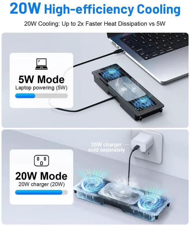 Alt view image 4 of 7 - Laptop Cooling Pad with Detachable Fan & Cooler, Adjustable Height & Angle, 360 Rotation Base, Ultra-Quiet, Carbon Steel Framework for MacBook, ASUS, Dell 10-16 Laptop for Tablet, DJ Mixer