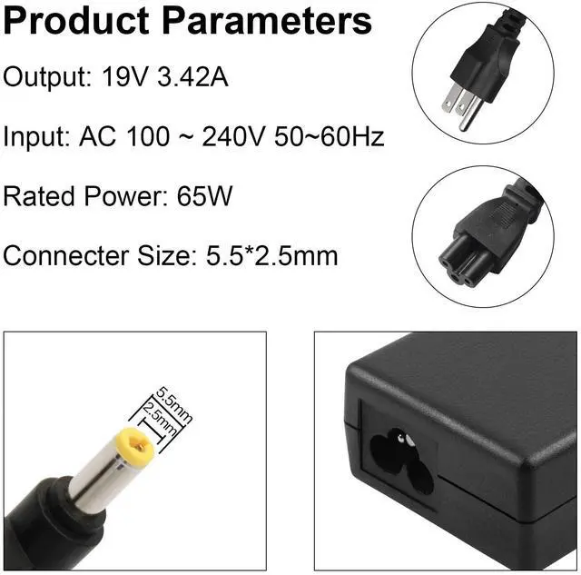 Alt view image 5 of 7 - 19v 3.42A 65W AC Power Adapter Charger for Toshiba Satellite C55 C655 C850 C50 L755 C855 L655 L745 P50 C855D C55D S55;Toshiba Portege Z30 Z930 Z830;Satellite Radius 11 14 15