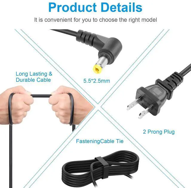 Alt view image 5 of 7 - Laptop Charger Adapter Power Supply Cable for ASUS A53E A55 K50IJ K52F K56CA K55A X53U K53E U56E X53E X54H X5D X55A X55C X75A X50IJ X401A X502 X502X X502CA X551C X551CA X551M Q400A Q501LA Q502 Cord