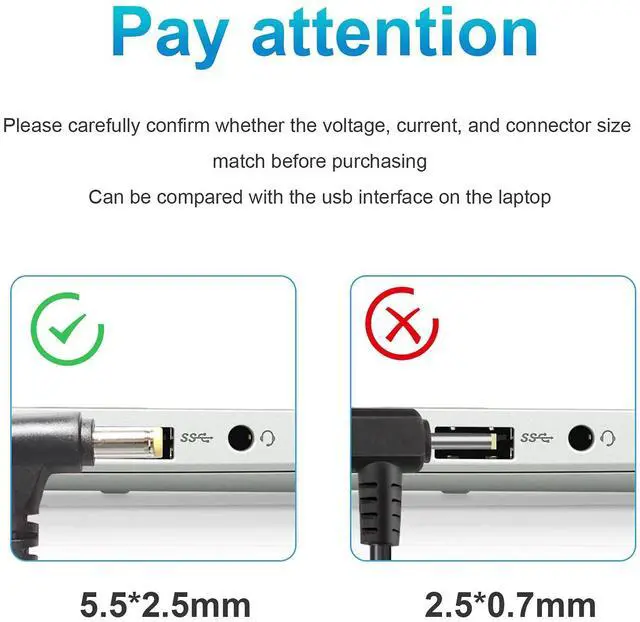 Alt view image 2 of 7 - Laptop Charger Adapter Power Supply Cable for ASUS A53E A55 K50IJ K52F K56CA K55A X53U K53E U56E X53E X54H X5D X55A X55C X75A X50IJ X401A X502 X502X X502CA X551C X551CA X551M Q400A Q501LA Q502 Cord