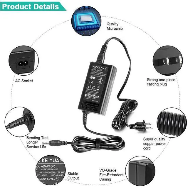 Alt view image 5 of 7 - 19V 65W AC Adapter Charger Replacement for Harmon Kardon Aura/Aura Studio 4 3 2 1 /Aura Plus AirPlay Aura Series Wireless Home Speaker System Power Supply Cord