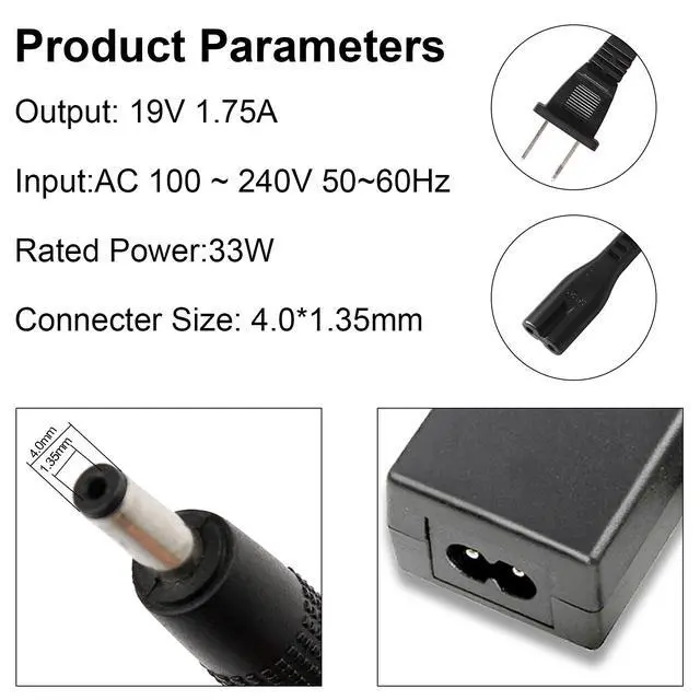Alt view image 3 of 6 - AC Doctor INC 33W AC Adapter Charger 19V 1.75A Power Supply Cable for Asus C200 C200MA C300 C300MA 33W ADP-33AW Adapter, VivoBook S200 X200 X200CA X200MA X201E X202 X202E K200MA F200CA F200MA