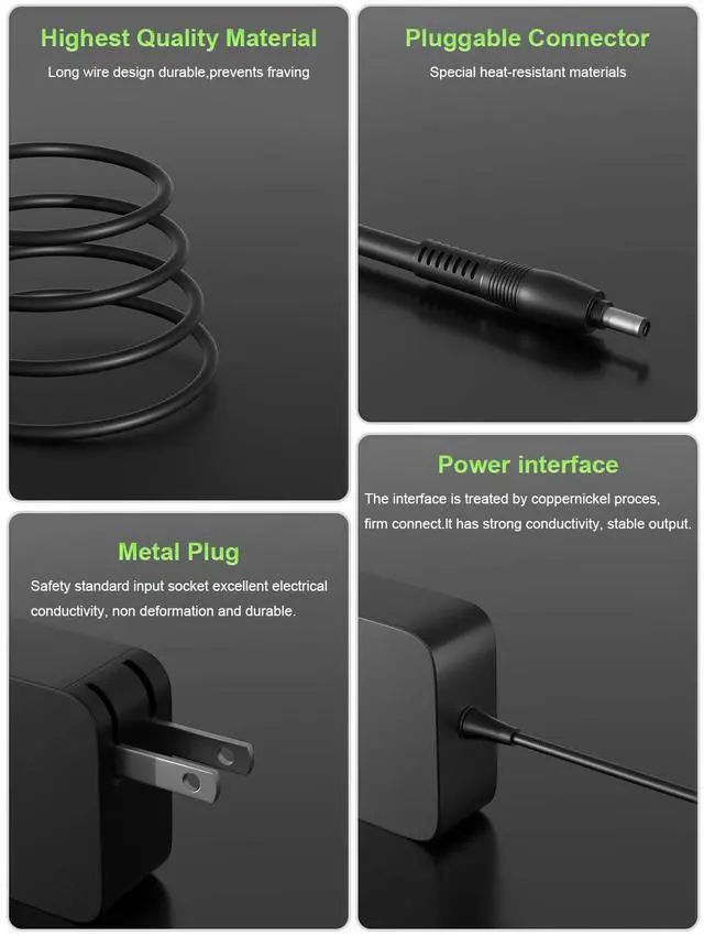 Alt view image 4 of 7 - 65W Laptop Charger Compatible with ASUS Vivobook Go Flip 14 15 16 17, Zenbook 13 14 15, ExpertBook, Chromebook C202 C300, 19V 3.42A AC Adapter Replacement, 5.5*2.5mm Round Tip Power