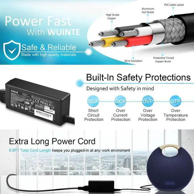 Alt view image 5 of 7 - Charger for Harman Kardon Onyx Studio 8 7 6 5 4 3 2 1 Wireless Bluetooth Portable Speaker Replacement Harman Kardon Charger 19V 38W AC Fast Power Adapter Cord