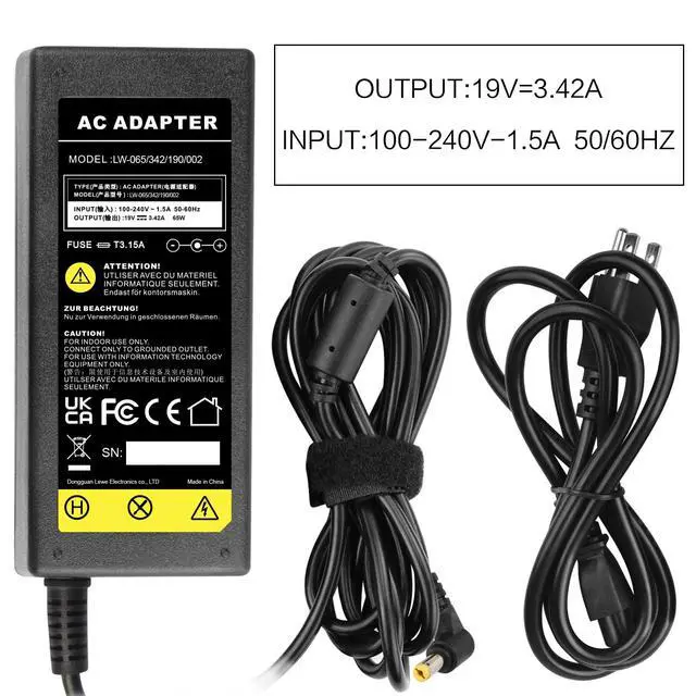 Alt view image 7 of 7 - AC Adapter for Acer DA-40A19, ADP-40PH BB, ADS-65AL-19-3 19065G PA-1051-91 Power Supply