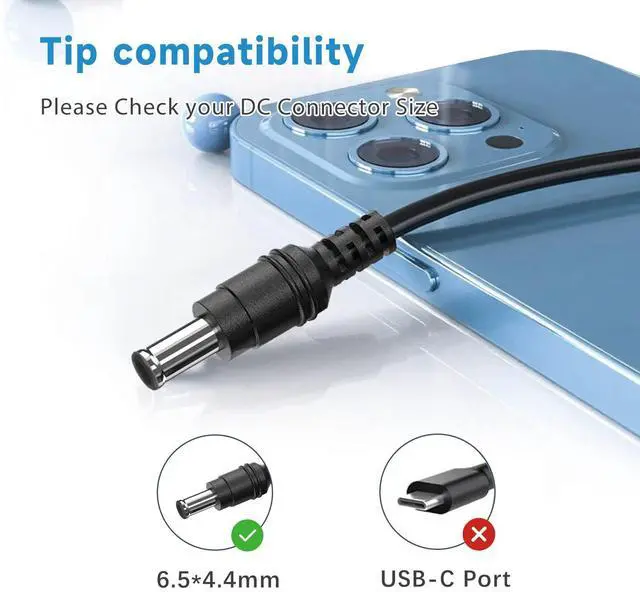 Alt view image 3 of 7 - 19V 2.1A 40W DC Monitor Power Supply Adapter Compatible with LG Electronics 27" 24" 23" 22" 20" 19" LCD LED HD TV Monitor Widescreen Power Supply Adapter Cord 6.5 * 4.4mm Tip