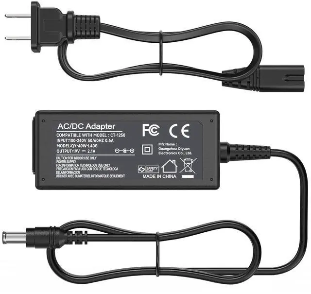 Main image of 19V 2.1A 40W DC Monitor Power Supply Adapter Compatible with LG Electronics 27" 24" 23" 22" 20" 19" LCD LED HD TV Monitor Widescreen Power Supply Adapter Cord 6.5 * 4.4mm Tip