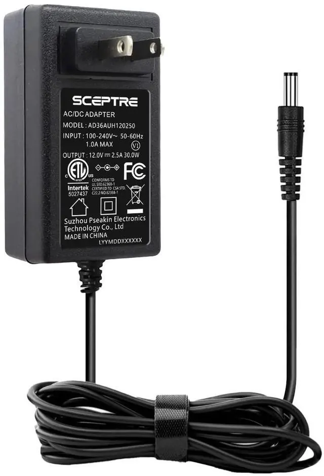 Main image of AC/DC Adapter 12V-2.5A 30W Power Cord Genuine Parts Made for Sceptre Monitor C248W-FW100T C248W-1920RN E205W-16003RT E225W-19203R E225W-FPT E248W-19203R E248W-FW100T E248W-FP100T E248W-FPT Series