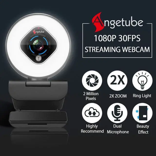 Alt view image 3 of 5 - Streaming Webcam with Light - HD 1080P Autofocus Computer Camera with Microphone USB Camera with Digital Zoom for PC|Desktop|Laptop|Gaming|Video Calling