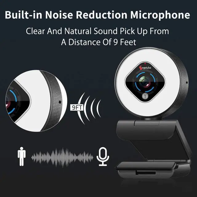 Alt view image 4 of 5 - Streaming Webcam with Light - HD 1080P Autofocus Computer Camera with Microphone USB Camera with Digital Zoom for PC|Desktop|Laptop|Gaming|Video Calling
