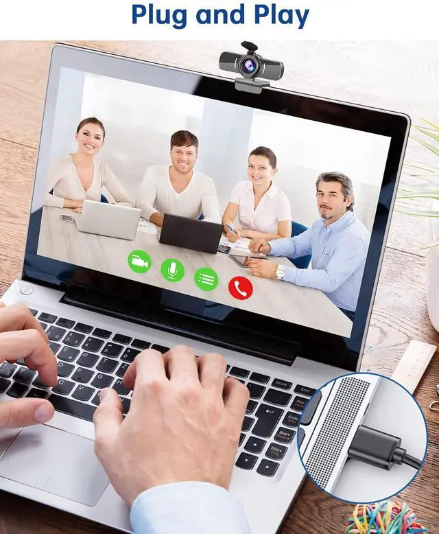 Alt view image 4 of 7 - Webcam with Microphone, 1080P 30fps HD Webcams, USB 2.0 Computer Webcam, 3D Noise Reduction and Automatic Gain Web Cam for PC Mac Laptop Desktop,Video Calling, Online Classes and Video Conference