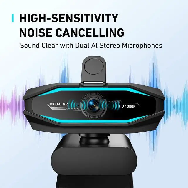 Alt view image 5 of 7 - 1080P Webcam with Microphone, Full HD Web Camera for Desktop Computer, HD Light Correction Streaming Webcam, USB Computer Camera with Privacy Cover & Sync Indicator Light,Plug and Play PC Web cam
