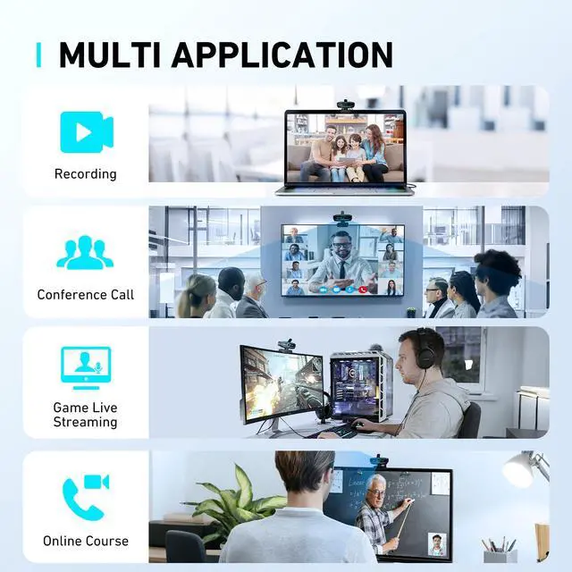 Alt view image 7 of 7 - 1080P Webcam with Microphone, Full HD Web Camera for Desktop Computer, HD Light Correction Streaming Webcam, USB Computer Camera with Privacy Cover & Sync Indicator Light,Plug and Play PC Web cam