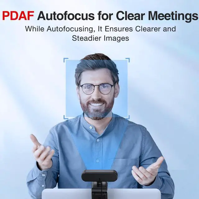 Alt view image 4 of 7 - 1080P Webcam with Microphone, eMeet Nova AutoFocus HD Webcam, 96°View Web Camera w/ 2 De-Noise Mics for Laptop/Desktop, Plug & Play USB Streaming Computer Camera for Conference/Calling/Teaching/Gaming