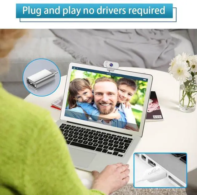 Alt view image 3 of 7 - Webcam for PC, HD 1080P Webcam with Microphone, 110° Wide Angle USB Plug & Play - Noise Canceling for Video Calls, Streaming, Gaming - Built-in Privacy Shutter & Tripod