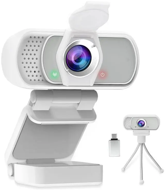 Main image of Webcam for PC, HD 1080P Webcam with Microphone, 110° Wide Angle USB Plug & Play - Noise Canceling for Video Calls, Streaming, Gaming - Built-in Privacy Shutter & Tripod
