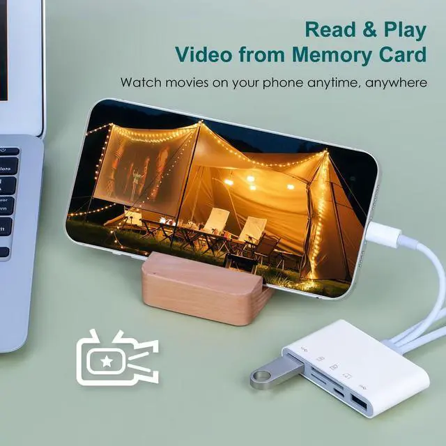 Alt view image 5 of 6 - SD/MicroSD Card Reader for iPhone/iPad, 7-in-1 USB-A & USB C & Lighting to Memory Card Reader, USB Camera Adapter with PD Fast Charging Compatible with iPhone 7-17 Series, iPad Pro, Galaxy S25 & More