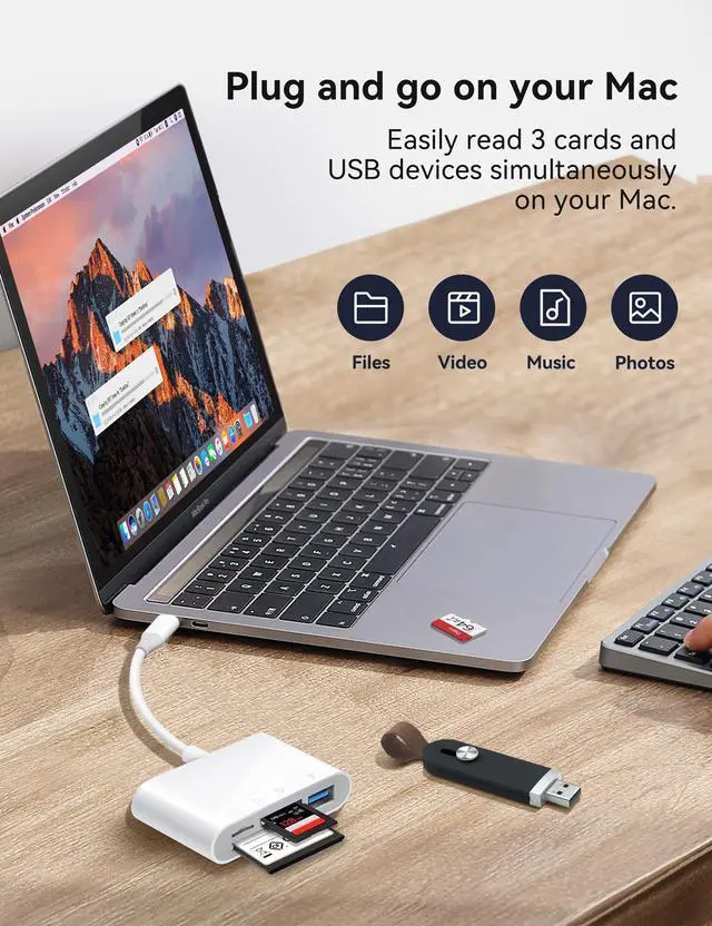 Alt view image 3 of 7 - SD Card Reader, USB C to Micro SD/TF/CF Memory Card Reader, 4 in 1 USB Type C Camera Adapter for iPhone 15, iPad Pro, MacBook, Supports Memory Card SD/Micro SD/TF/Compact Flash