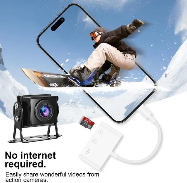 Alt view image 6 of 7 - USB C to USB Camera Adapter,SD Card Reader for iPhone 17e 17 Pro Max Air 16e 16 15,3 in 1 Memory Card Adapter Dual Card Slots & USB Port for Samsung Galaxy S26,Pixel9 Android Trail Camera Card Reader