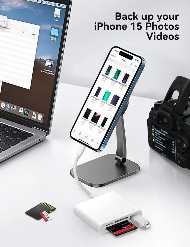 Alt view image 4 of 7 - SD Card Reader, USB C to Micro SD/TF/CF Memory Card Reader, 4 in 1 USB Type C Camera Adapter for iPhone 15, iPad Pro, MacBook, Supports Memory Card SD/Micro SD/TF/Compact Flash