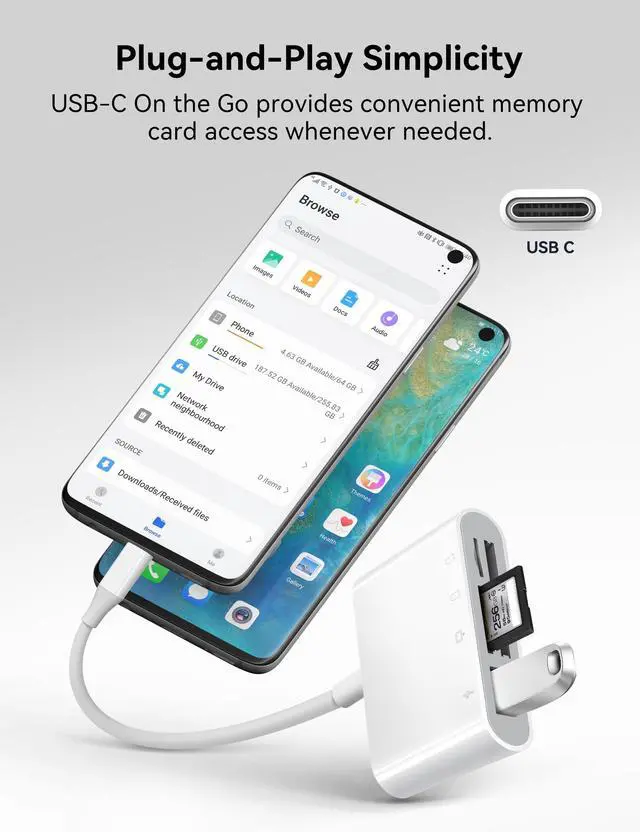 Alt view image 6 of 7 - SD Card Reader, USB C to Micro SD/TF/CF Memory Card Reader, 4 in 1 USB Type C Camera Adapter for iPhone 15, iPad Pro, MacBook, Supports Memory Card SD/Micro SD/TF/Compact Flash