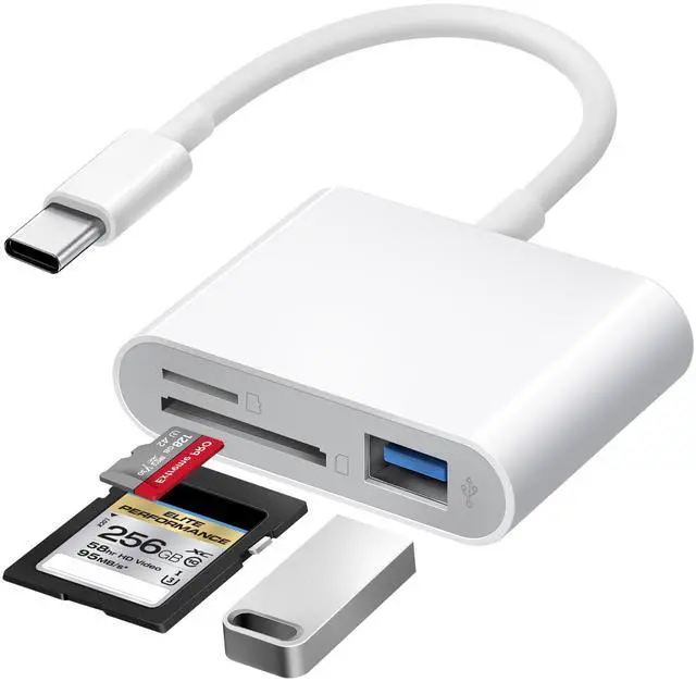 Main image of SD Card Reader for iPhone USB C, USB-C to SD/TF Memory Card Reader for iPhone 15/16 Pro Max with USB Port, High Speed Camera Adapter Compatible with iPad/MacBook Pro/Air, Android Phones and Tablets