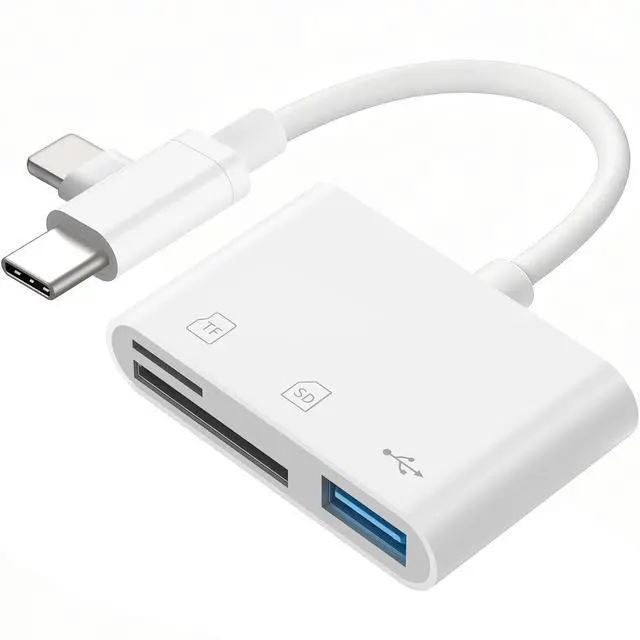Main image of SD Card Reader for iPhone iPad, Micro SD Card Reader Memory Card Reader with USB Adapter Plug and Play Trail Game Camera Card Viewer Supports SD and TF Card No App Required