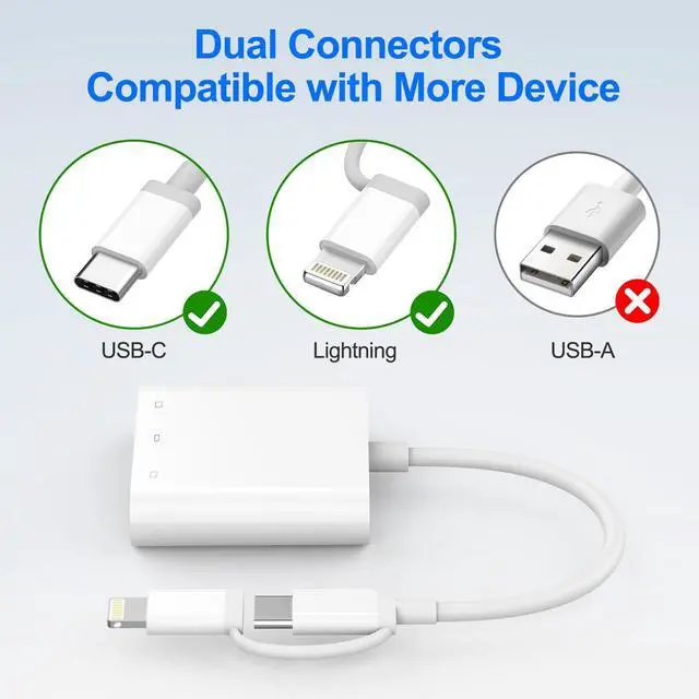 Alt view image 3 of 6 - CF SD Card Reader for iPhone iPad Mac Dual Connector (Lightning & USB C), Digital Camera Memory Card Adapter to iPhone with Compact Flash/SD/MicroSD 3 Slot, Plug&Play for Android Phone Laptop