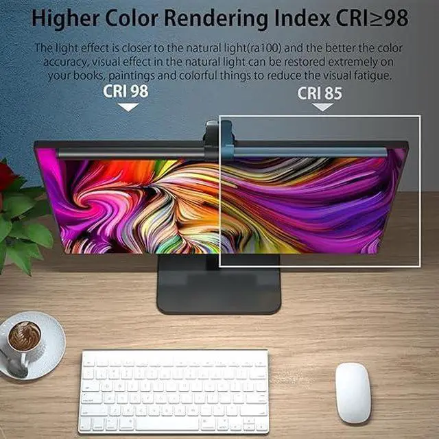 Alt view image 3 of 7 - 7.5W 20.1" Computer Monitor Light Bar with Remote Control Backlight, Eye-Care CRI98 Stepless Dimming Brightness and Color Temperature, No Screen Glare Computer Monitor Lamp for Office Gaming