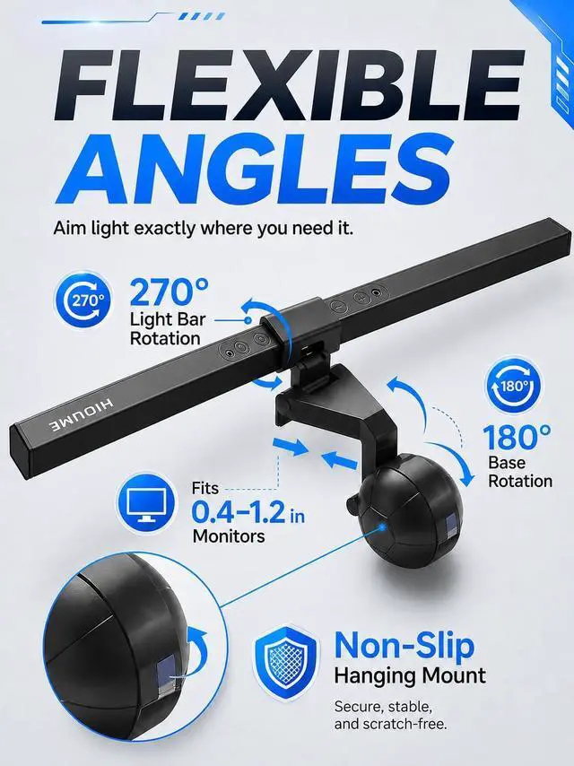 Alt view image 5 of 7 - Monitor Light Bar, USB Powered LED Computer Light for Desk/Office/Home, 3 Adjustable Color Temperature, 10 Dimming Brightness Levels, No Screen Glare, Black