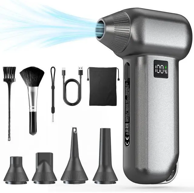 Main image of Electric Air Duster-150000RPM Compressed Air Duster with LED Display, 8000mAh Super Power Cordless Air Duster, 3-Gear Brushless Motor Blower, 5-in-1 Cleaning Kit for PC, Keyboard, Car, Outdoor