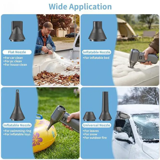 Alt view image 5 of 7 - Electric Air Duster-150000RPM Compressed Air Duster with LED Display, 8000mAh Super Power Cordless Air Duster, 3-Gear Brushless Motor Blower, 5-in-1 Cleaning Kit for PC, Keyboard, Car, Outdoor