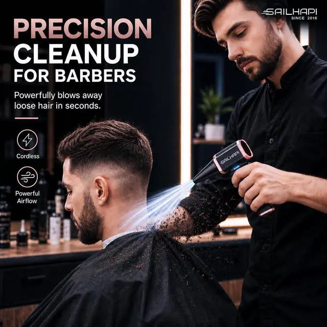 Alt view image 4 of 7 - Compressed Air Duster 300000RPM, High-Speed Cordless Blower for Barber with Variable Speed, Electric Dust Blower for Keyboard, Car, PC, Hair Cut, Replaces Canned Air, Gifts for Men