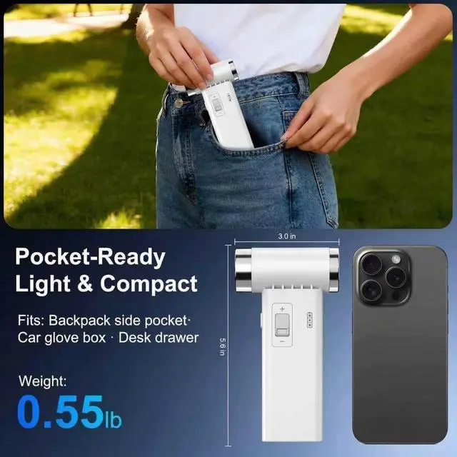 Alt view image 2 of 7 - Mini Ultra-Slim Electric Compressed Air Duster 150,000RPM Super Power, Rechargeable Cordless Air Duster, Powerful Airflow for Computer, Keyboard, Outdoor, House and Car