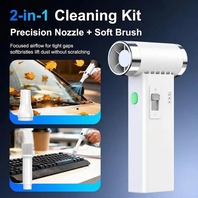 Alt view image 5 of 7 - Mini Ultra-Slim Electric Compressed Air Duster 150,000RPM Super Power, Rechargeable Cordless Air Duster, Powerful Airflow for Computer, Keyboard, Outdoor, House and Car