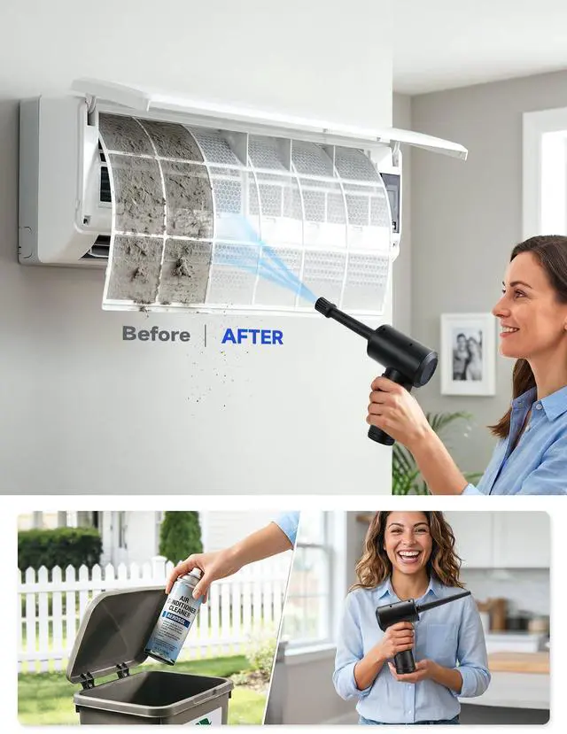 Alt view image 2 of 7 - Compressed Air Duster, 100000RPM Electric Air Duster for Computer Keyboard, 6000mAh Rechargeable Cordless Air Blower with LED Light, Fast Charge Portable Air Can for PC Cleaning