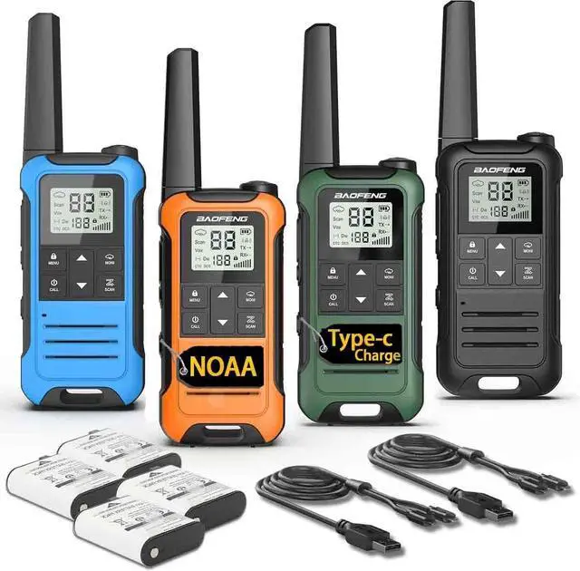 Main image of Walkie Talkies Long Range for Adult, 4Pack Rechargeable Baofeng Walkie Talkie F22 FRS Two Way Radio 1400mAh Li-ion Battery,USB-C Cable, NOAA with Flashlight for Camping Family