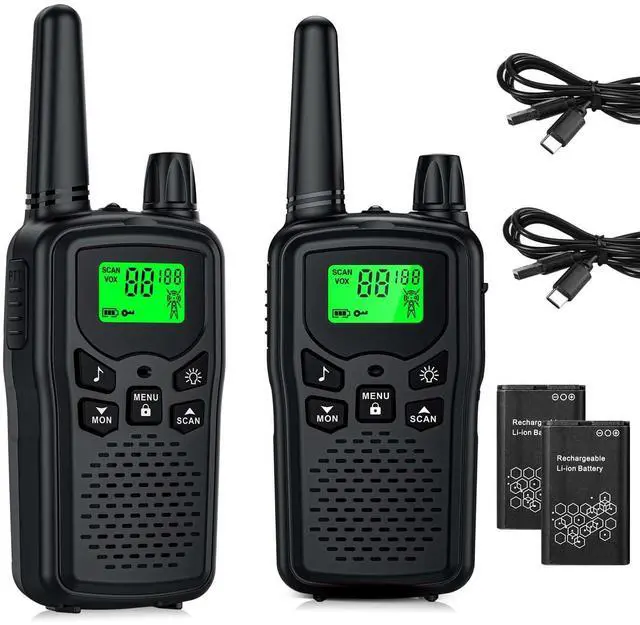 Main image of Walkie Talkies for Adults Long Range,Rechargeable Walkie Talkies with 22 FRS Channels,Two Way Radios with LED Flashlight for Hiking Cruises Camping(Black)