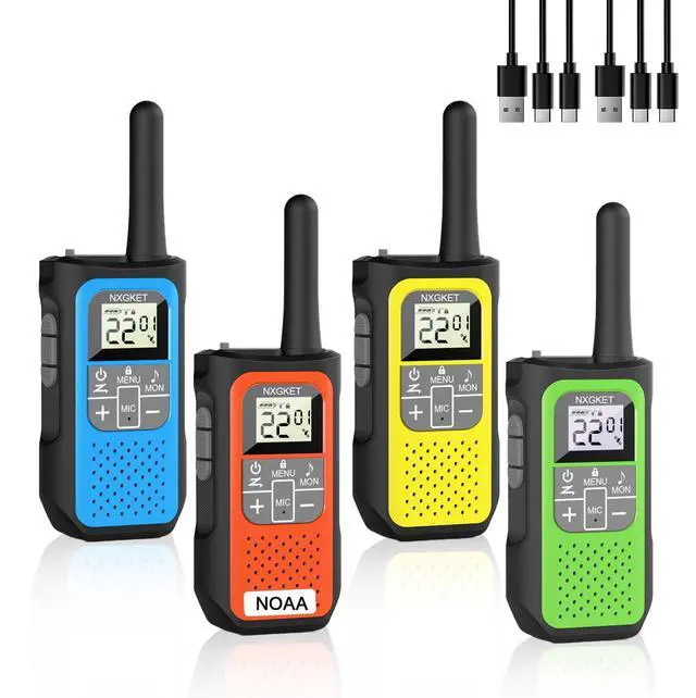 Main image of Walkie Talkies Long Range for Adults, 4 Pack Rechargeable 2 Way Radios with 22 FRS Channel, NOAA Weather Alert, VOX, Built-in 1200mAh Li-ion Battery for Camping Hiking Cruises