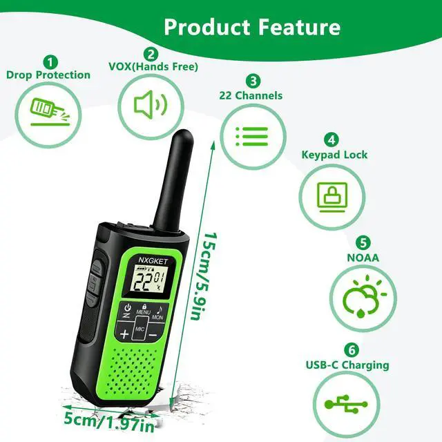 Alt view image 3 of 7 - Walkie Talkies Long Range for Adults, 4 Pack Rechargeable 2 Way Radios with 22 FRS Channel, NOAA Weather Alert, VOX, Built-in 1200mAh Li-ion Battery for Camping Hiking Cruises