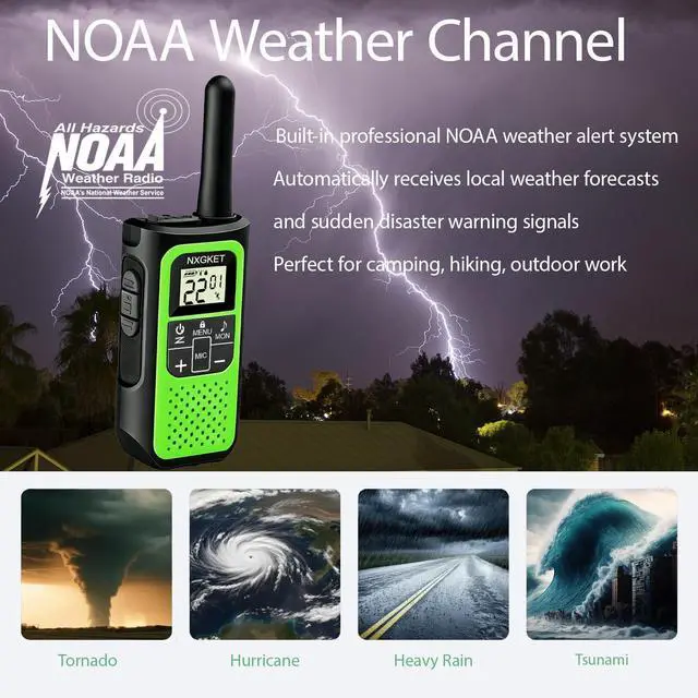 Alt view image 6 of 7 - Walkie Talkies Long Range for Adults, 4 Pack Rechargeable 2 Way Radios with 22 FRS Channel, NOAA Weather Alert, VOX, Built-in 1200mAh Li-ion Battery for Camping Hiking Cruises