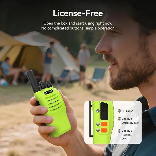 Alt view image 2 of 7 - H-777 Walkie Talkies, Portable FRS Two way Radios Long Range, VOX Handsfree, Rechargeable Walkie Talkies for Adults, Li-ion Battery and Charger Base for Traveling Biking Camping Hiking(1 Pair)