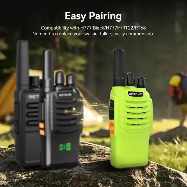 Alt view image 6 of 7 - H-777 Walkie Talkies, Portable FRS Two way Radios Long Range, VOX Handsfree, Rechargeable Walkie Talkies for Adults, Li-ion Battery and Charger Base for Traveling Biking Camping Hiking(1 Pair)