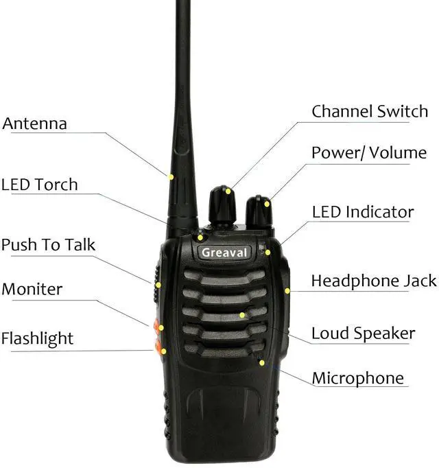 Alt view image 7 of 7 - Walkie Talkies Rechargeable Long Range Two-Way Radio with Earpiece,16-Channel UHF Handheld Walky Talky with Flashlight Li-ion Battery and Charger(2 Pack)