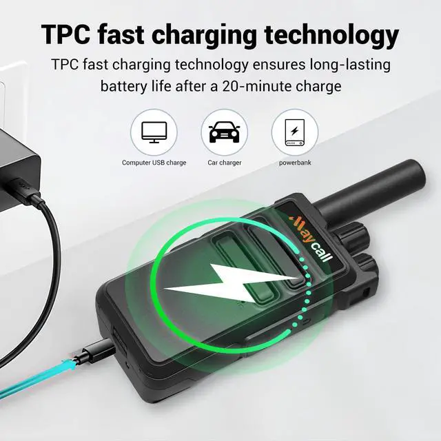 Alt view image 4 of 7 - MC-180 Walkie Talkies 2 Pack for Adult Long Range Rechargeable 2550mAh Battery Portable FRS Two Way Radios, 2 Way Radios Lightweight USB Fast Charging