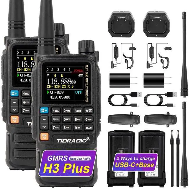 Main image of TD-H3 Plus GMRS Handheld Radio Long Range Walkie Talkies USB-C Charging & Wireless Programming Multi-band Rechargeable Two Way Radios 2500mAh Battery NOAA Weather Radio Frequency Copy -2 Pack