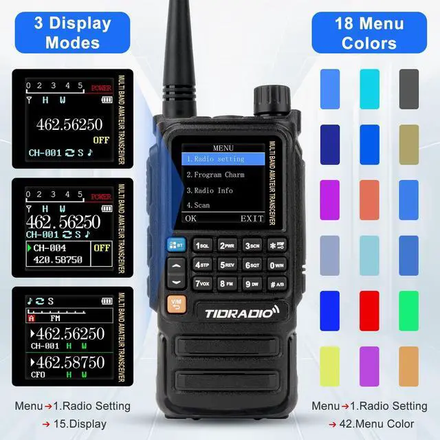 Alt view image 6 of 7 - TD-H3 Plus GMRS Handheld Radio Long Range Walkie Talkies USB-C Charging & Wireless Programming Multi-band Rechargeable Two Way Radios 2500mAh Battery NOAA Weather Radio Frequency Copy -2 Pack