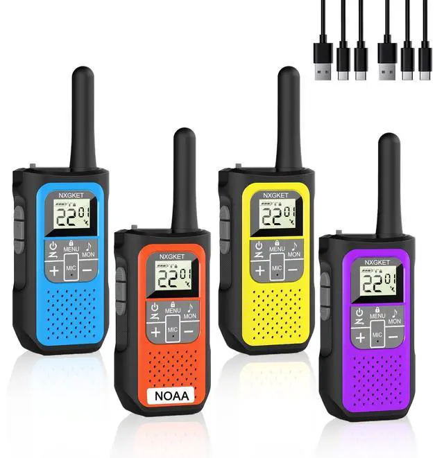 Main image of Long Range Walkie Talkies, 4 Pack Rechargeable 2 Way Radios Walkie Talkie with 22 FRS Channel, NOAA Weather Alert, VOX, Built-in 1200mAh Li-ion Battery for Kids Adults, Camping Hiking Cruises