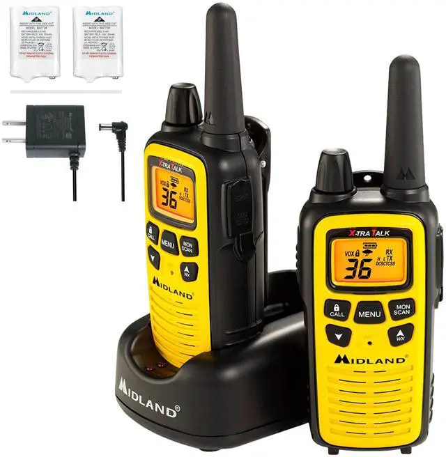 Main image of LXT600VP3 Long Range Walkie Talkie - FRS Two-Way Small Business Radio Rechargeable Portable- UTV Accessories with NOAA Weather Scan + Alert, and 36 Channels (Yellow/Black, 2 Radios)